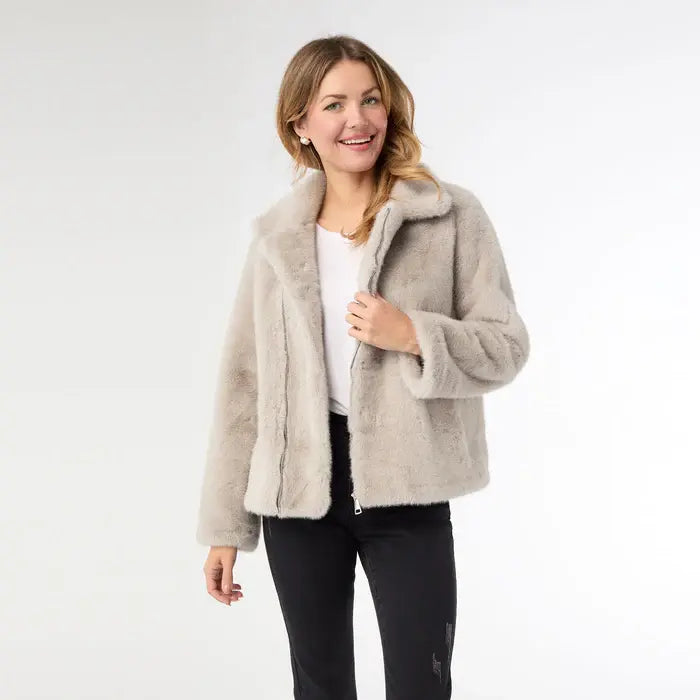 Coco + Carmen Josephiine Faux Fur Moto Jacket