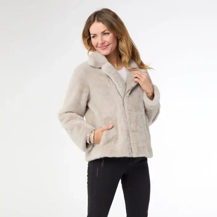 Coco + Carmen Josephiine Faux Fur Moto Jacket