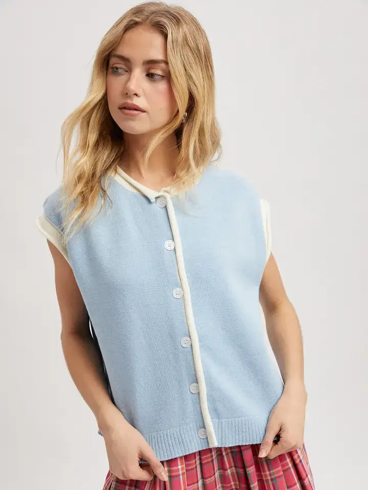Wishlist Contrast Button-Up Sweater Vest