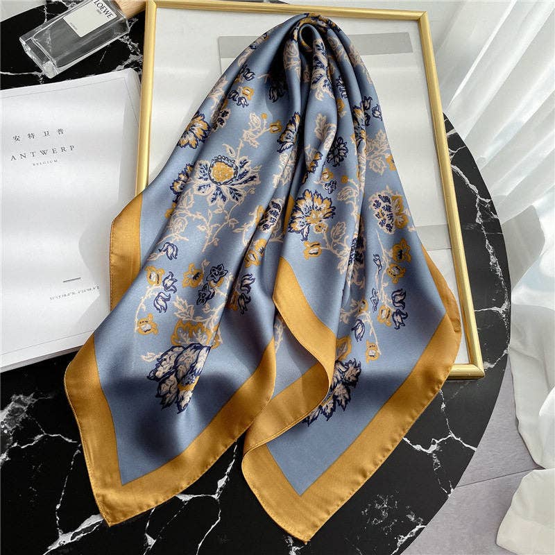 UZ   70Cm Silk Print Square Scarf