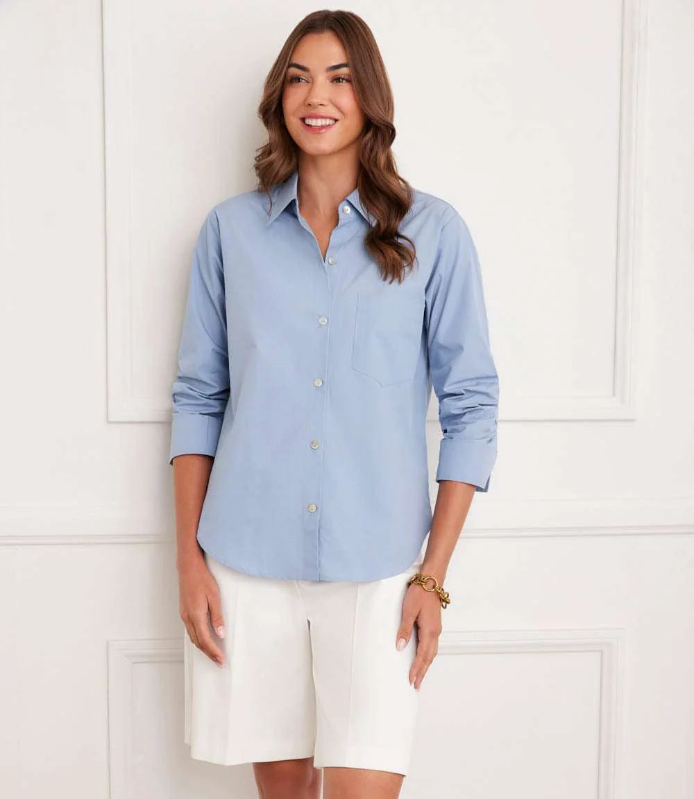 Karen Kane Ruched Sleeve Button-Up Shirt
