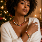 Ellison+Young Festive Color Bead Stretch Bracelet, Gold Accent & Crystal Pavé