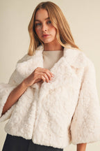 Mustard Seed - High-Pile Rosette Faux Fur Jacket