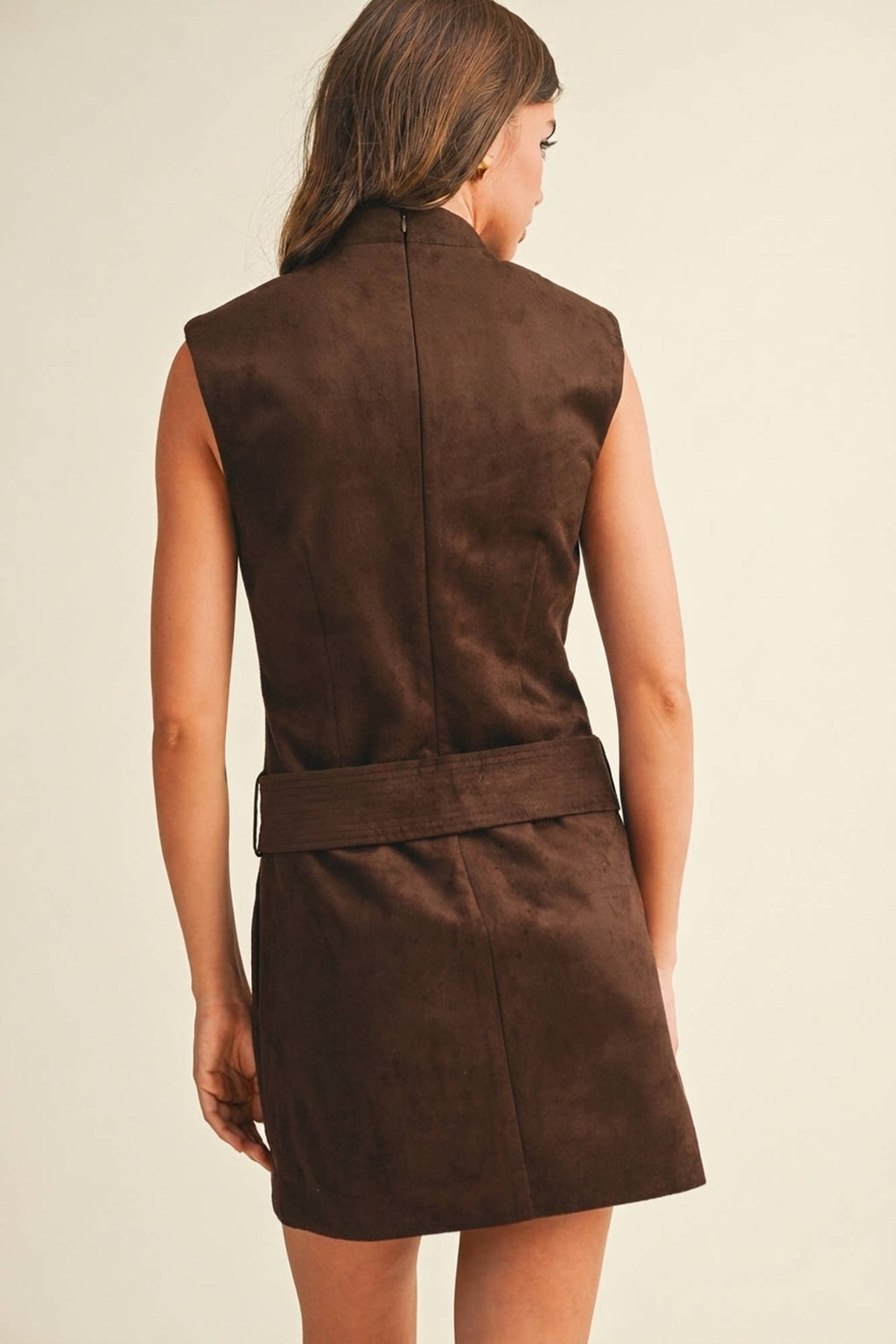 Mustard Seed - Belted Suede Mock Neck Dress