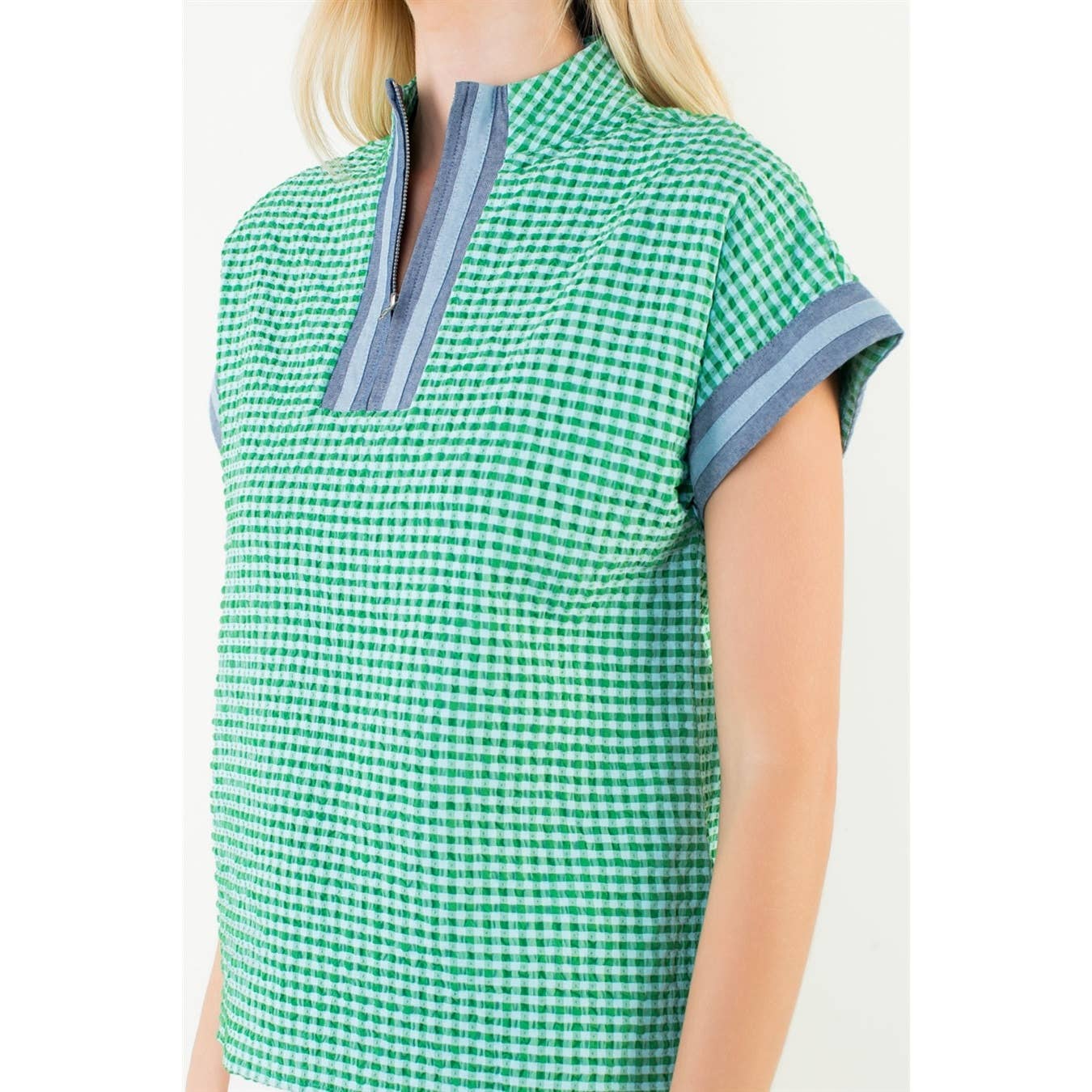 THML - Short Sleeve Gingham Patterned Top