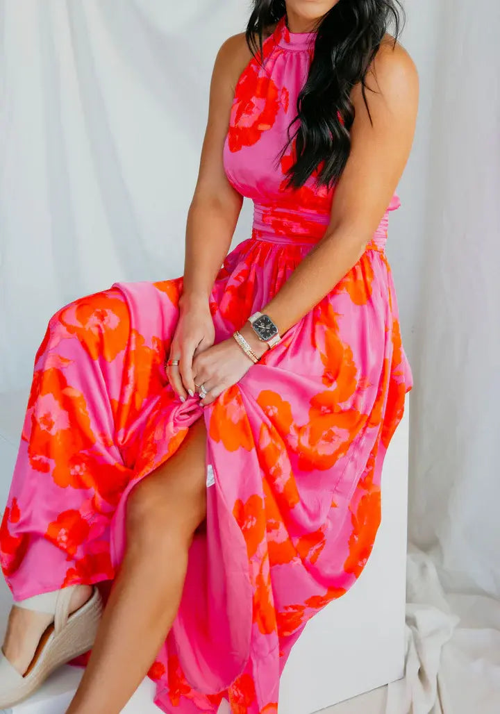 Sugarlips Lailah Floral Landy Halter Maxi Dress