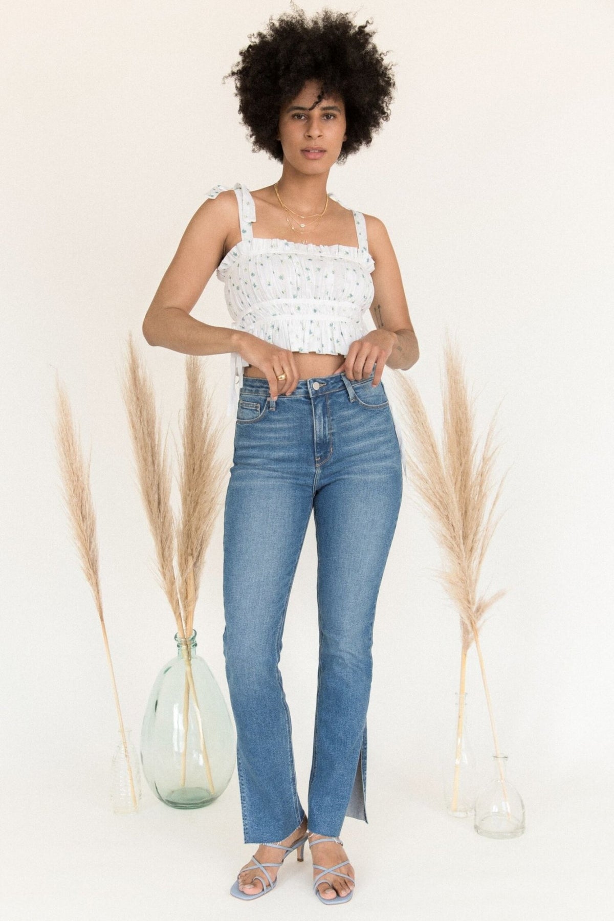 Just Black Denim Side-Slit Straight High Rise Jeans