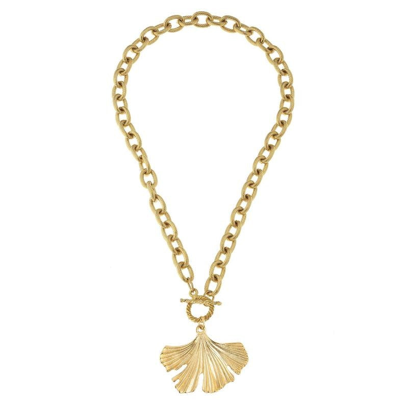 Susan Shaw Gingko Leaf Toggle Necklace