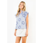 THML - Sleeveless Stripe Top With Ribbon Details