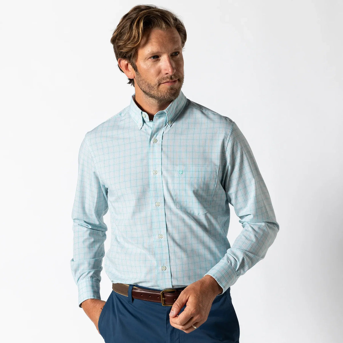 Duck Head Trent Plaid Performance Poplin Sport Shirt