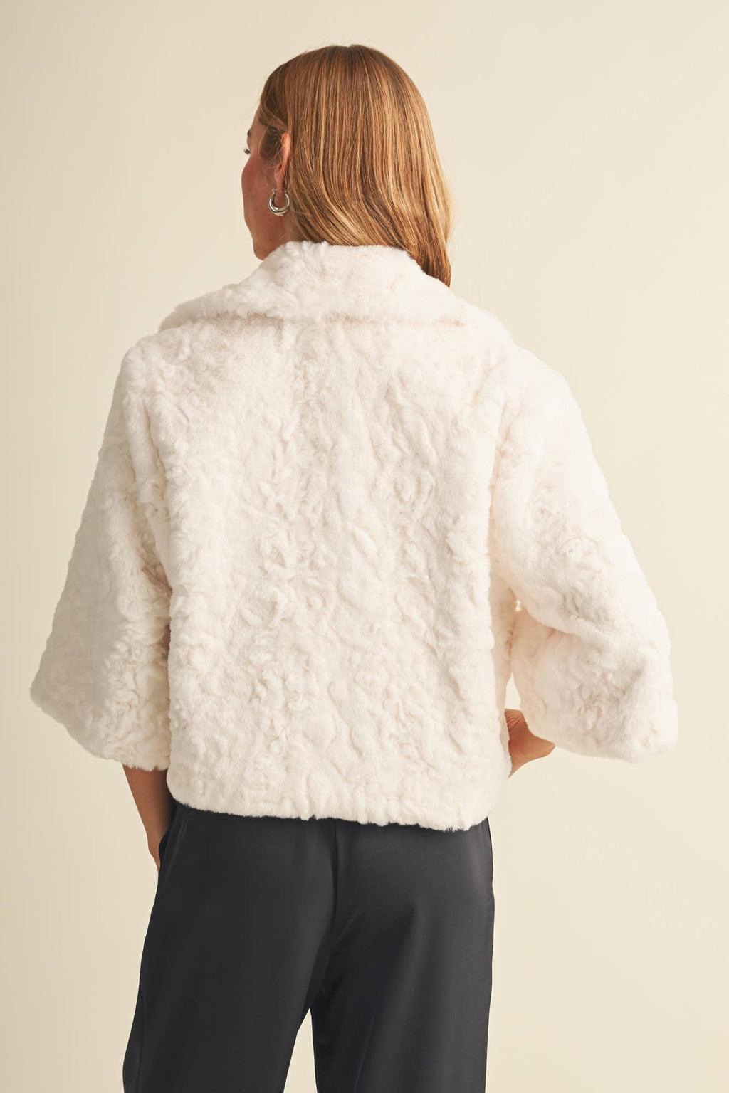 Mustard Seed - High-Pile Rosette Faux Fur Jacket