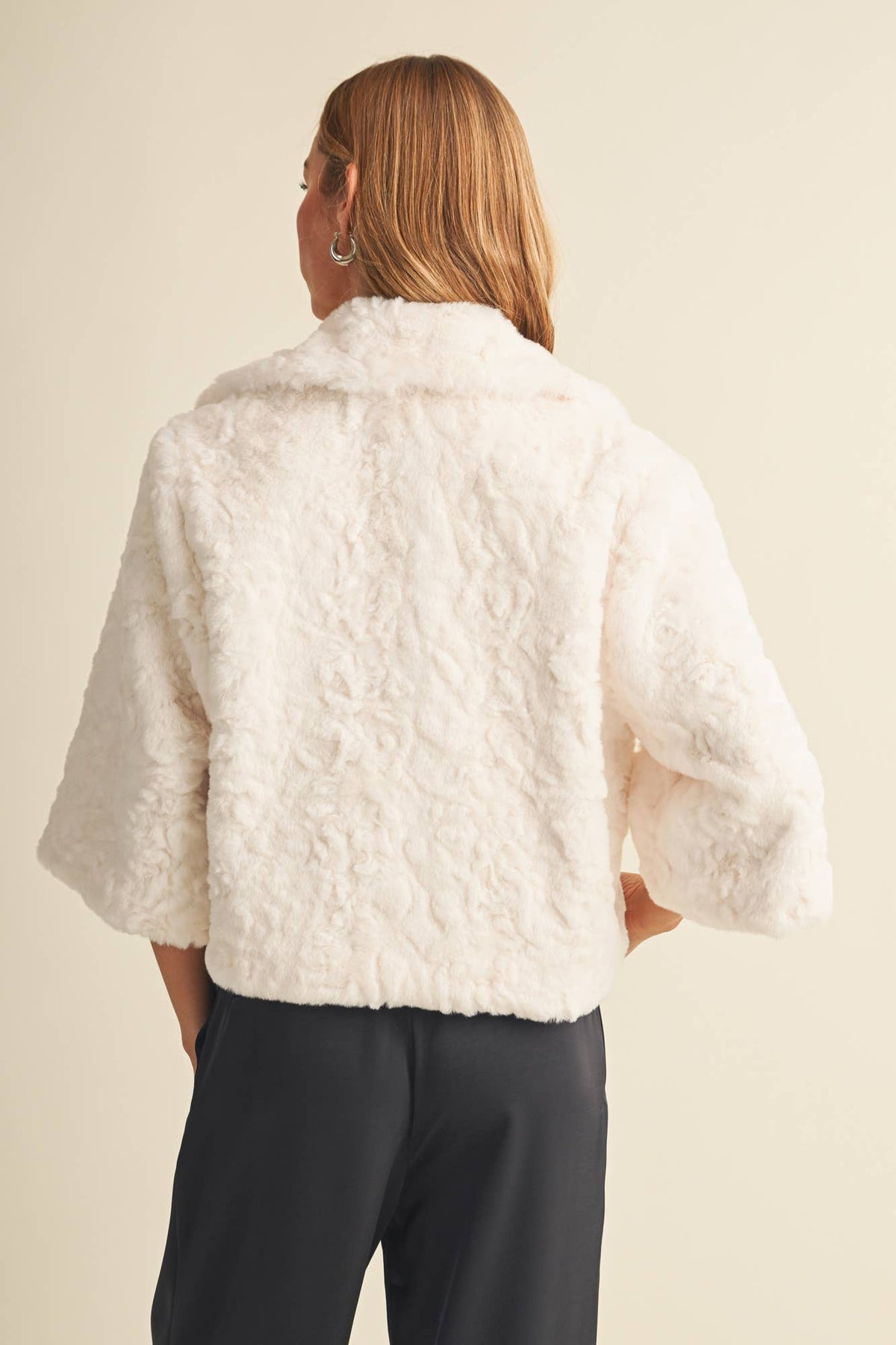 Mustard Seed - High-Pile Rosette Faux Fur Jacket