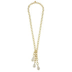 Susan Shaw Long Gold Chain with Cluster Pearl Necklace