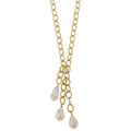 Susan Shaw Long Gold Chain with Cluster Pearl Necklace