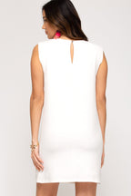 She + Sky  Shoulder Padded Shift Dress