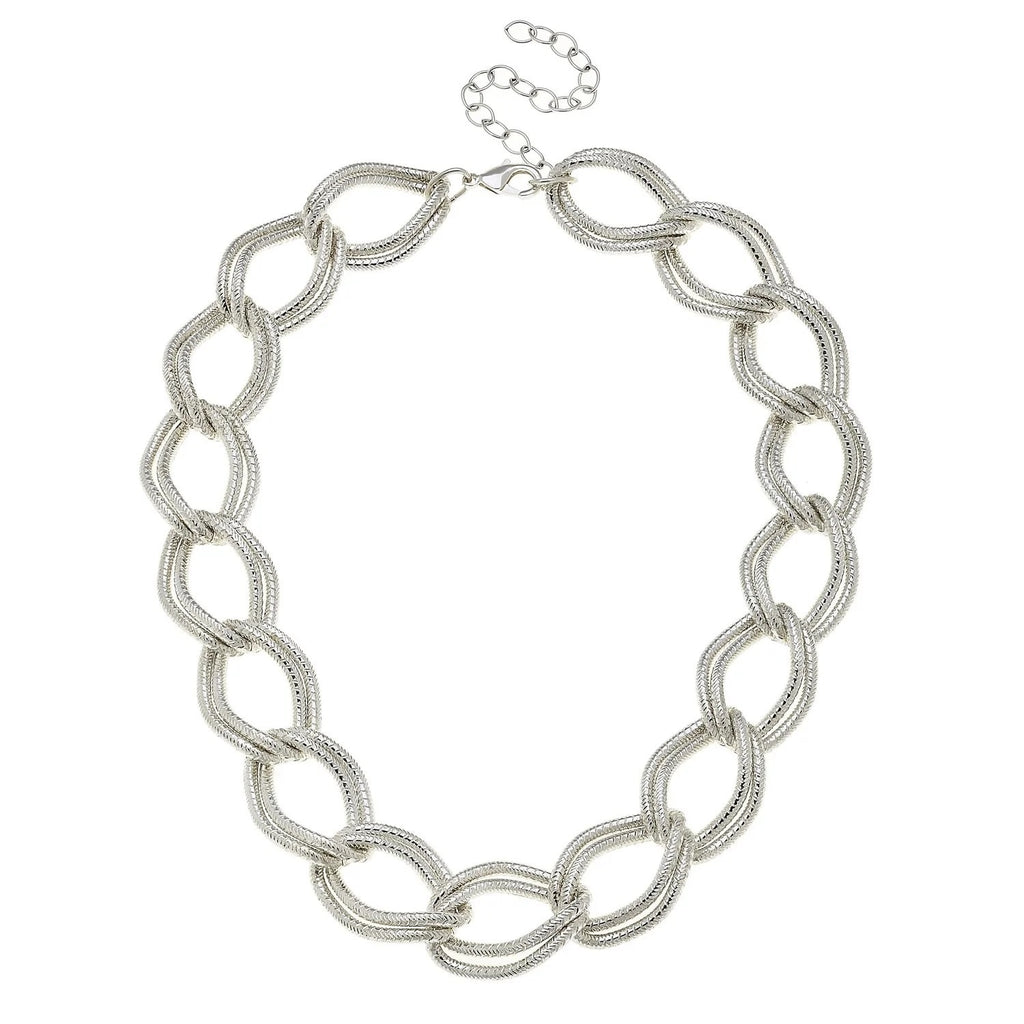 Susan Shaw Large Silver Textured Chain Necklace
