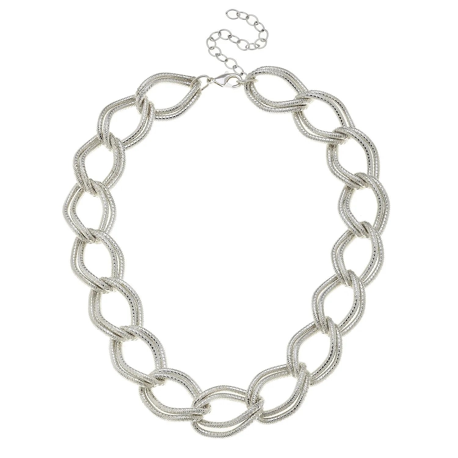 Susan Shaw Large Silver Textured Chain Necklace