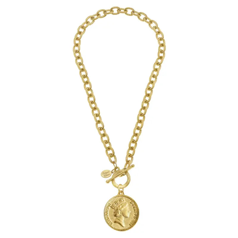 Susan Shaw Handcast Queen Elizabeth Coin Necklace