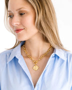 Susan Shaw Handcast Gold Intaglio Bee Front Toggle Necklace