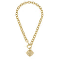 Susan Shaw Handcast Gold Intaglio Bee Front Toggle Necklace
