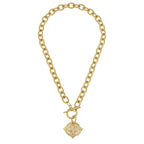 Susan Shaw Handcast Gold Intaglio Bee Front Toggle Necklace