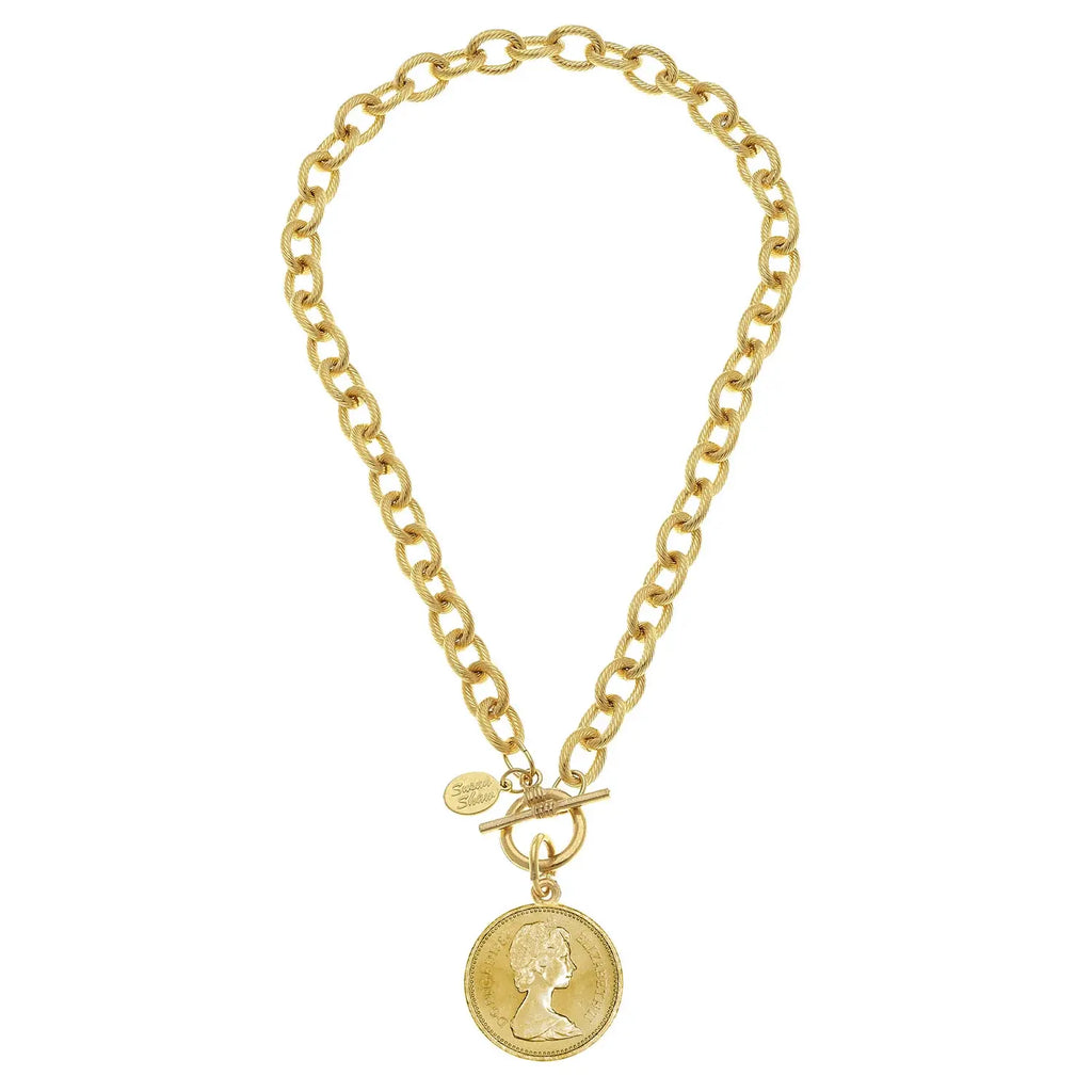 Susan Shaw Queen Coin Toggle Necklace