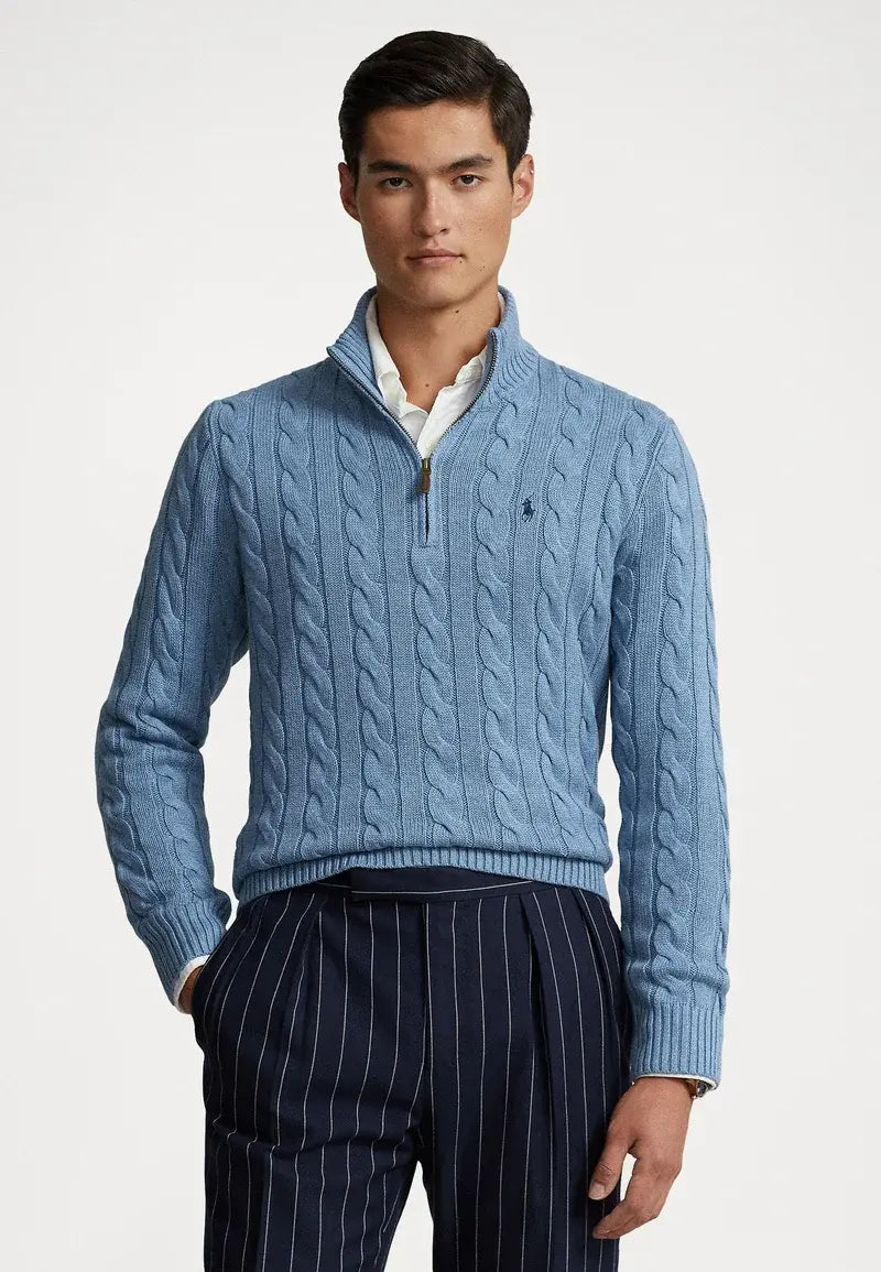 PRL  Cotton Cable Knit Quarter Zip Sweater