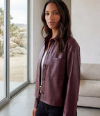 Karen Kane Faux Leather Button-Up Shirt