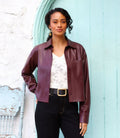 Karen Kane Faux Leather Button-Up Shirt