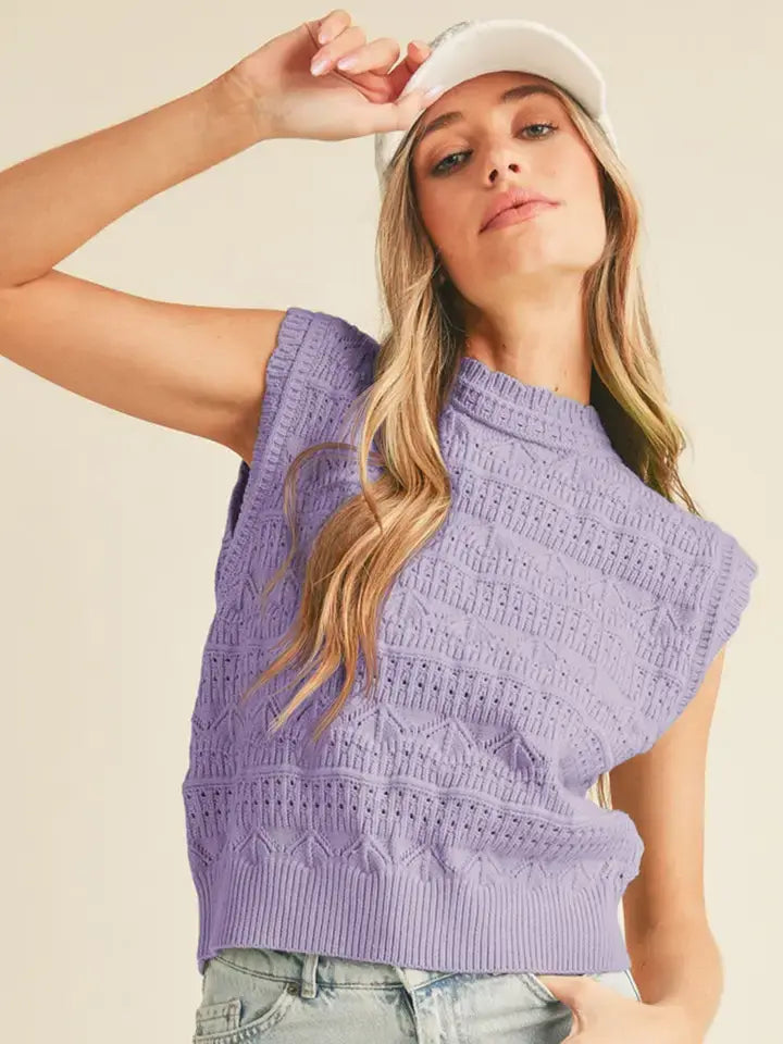 &Merci Knit Pointelle Sweater Vest