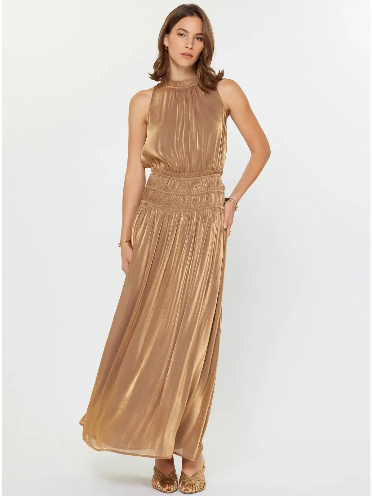 Current Air Metallic Sleeveless Maxi Dress