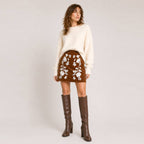 LoveWednesday  Celeste Embroidered Corduroy Mini Skirt