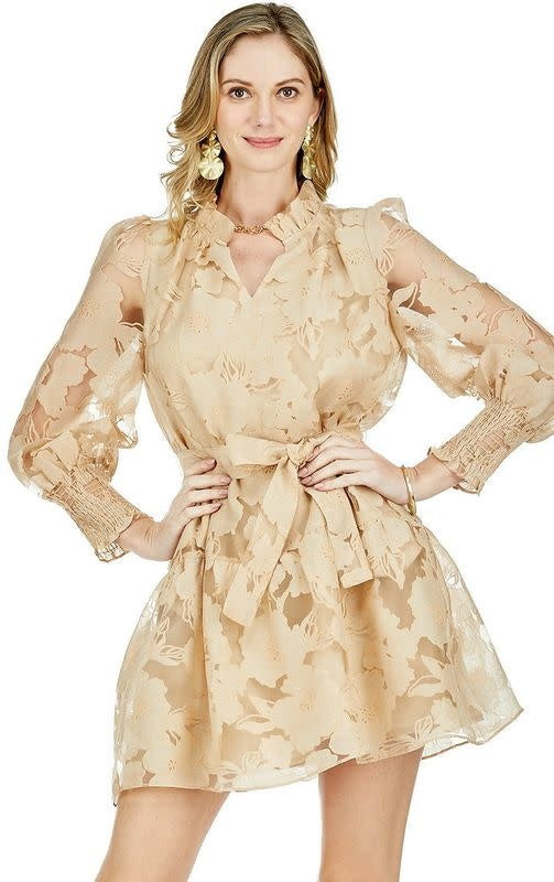 Jade Melody Ruffle Neck & Hem Dress