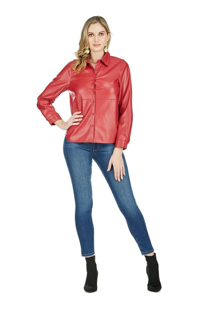 Jade Melody Tam Pleather Blouse