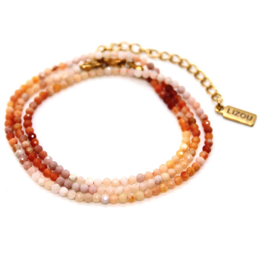 Lizou Short Gradient Stone Necklace Gradient