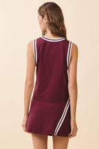 TCEC - CT9598-Contrast Trim Detail Sleeveless Athletic Top