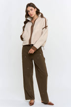 Camellia   Sherpa Fleece Zip-Up Jacket