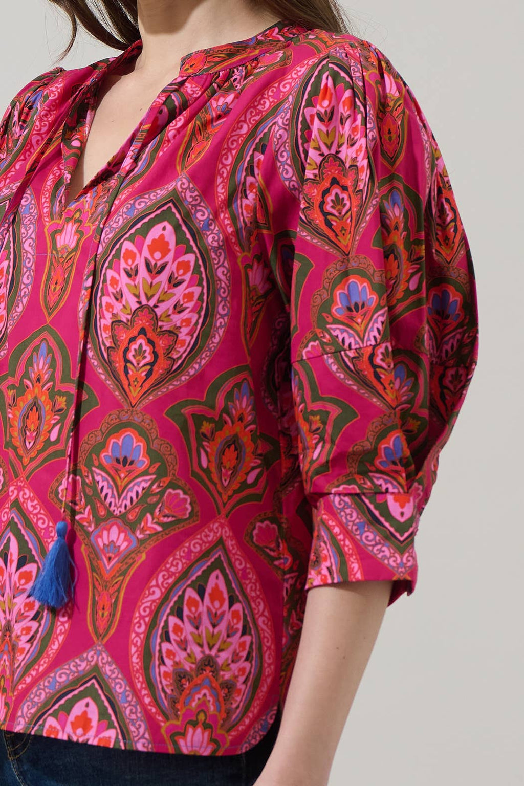 Sugarlips - Azura Floral Irina Split Neck Top