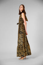 Julia Jordan - Tie Neck Lurex Chiffon Overlay Dress w/ Sash