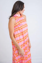 Karlie Retro Floral Mock Halter Maxi Dress