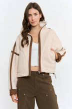 Camellia   Sherpa Fleece Zip-Up Jacket