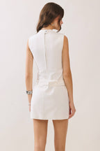 TCEC - CD06674-Matching Belt High Neck Structured Fit Dress