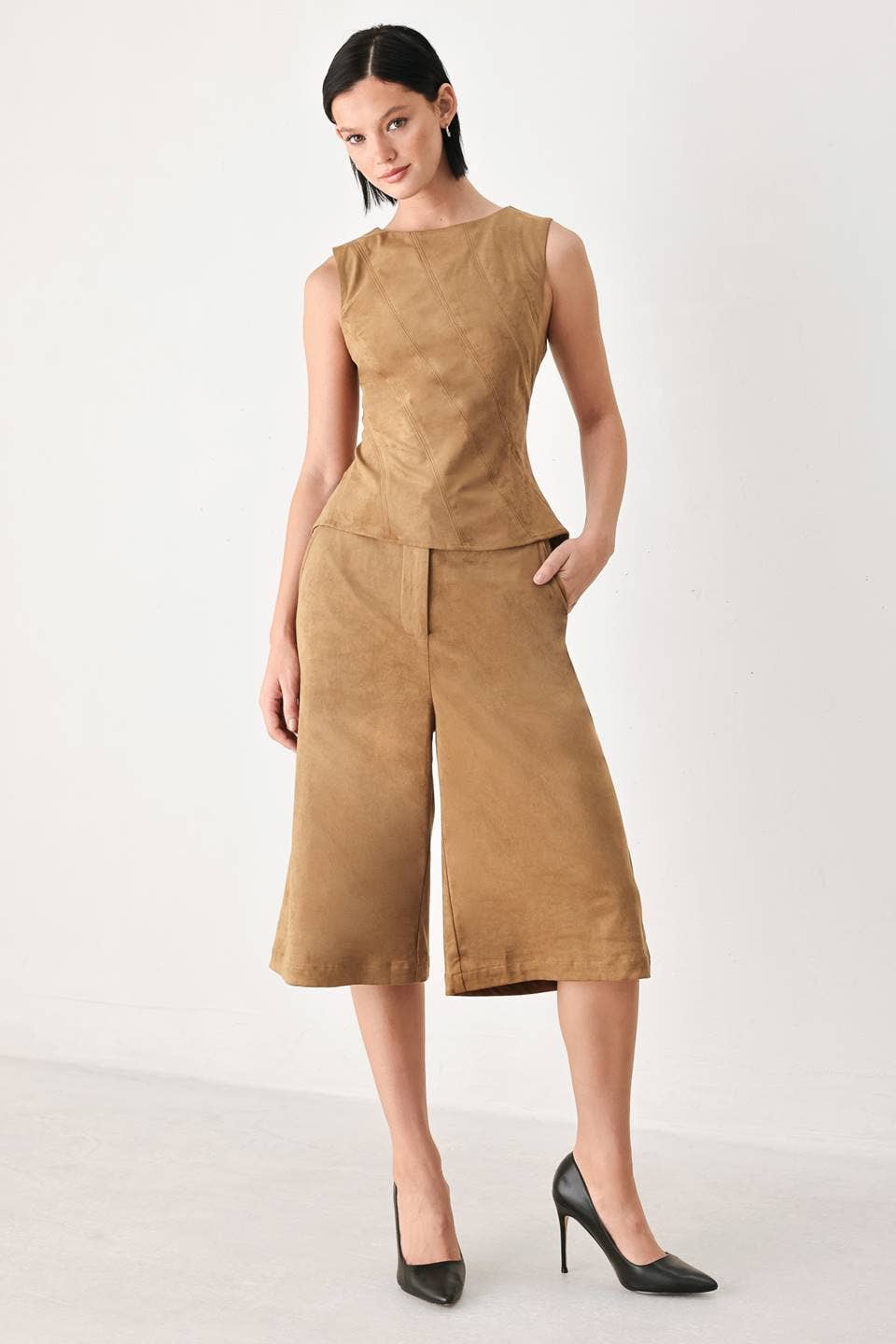 Flying Tomato faux suede top