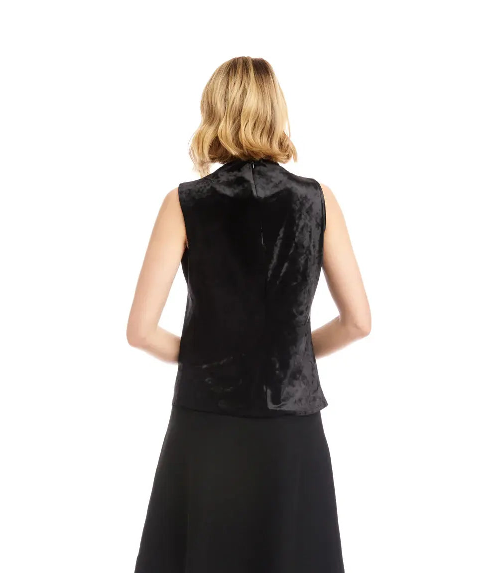 Karen Kane Sleeveless Crushed Velvet Drape Front Top