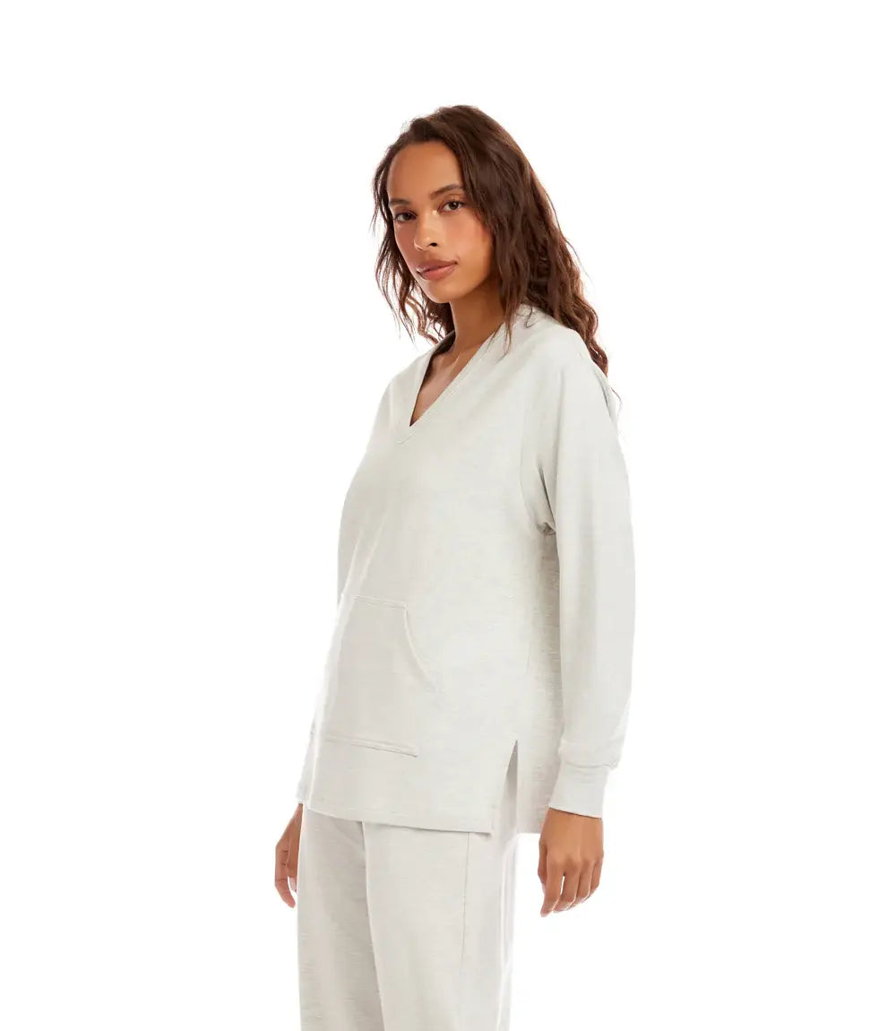 Karen Kane V-Neck Kangaroo Pocket Sweatshirt