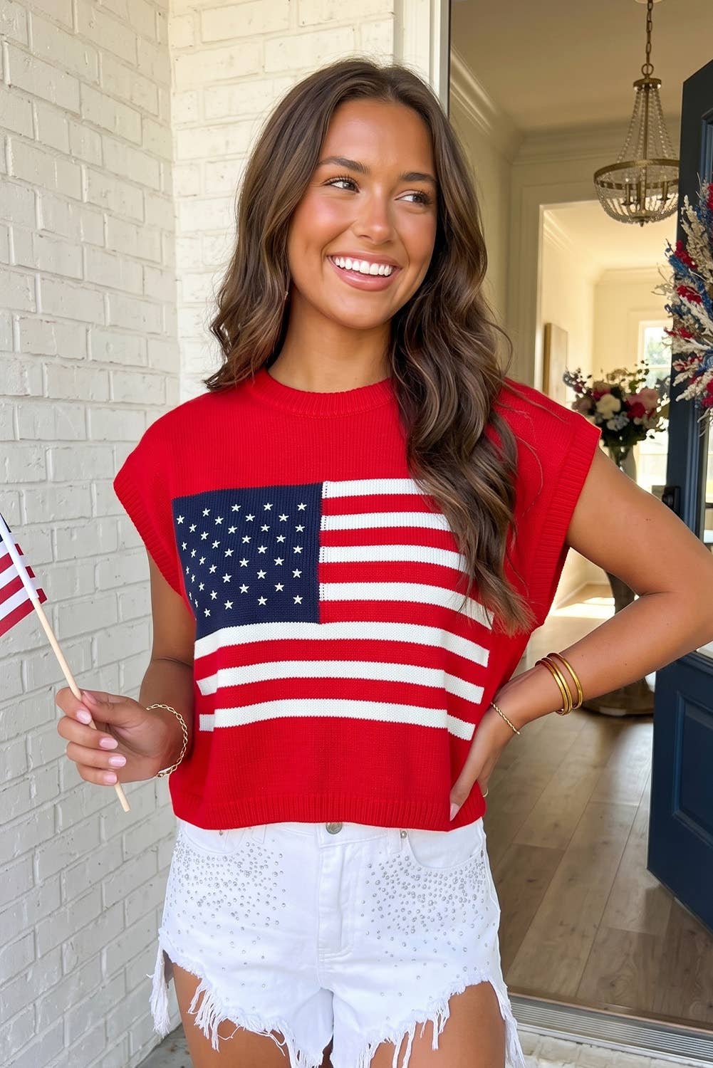 LA Society - LAS Stars and Stripe Dolman Short Sleeve Sweater (S-XL)