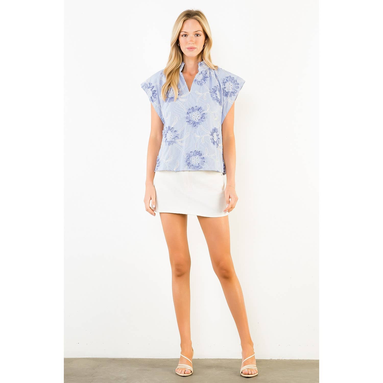 THML - Sleeveless Stripe Top With Ribbon Details