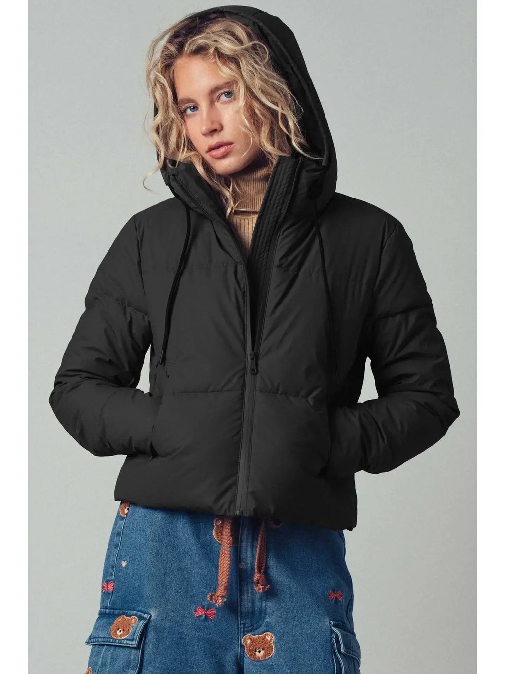 Urban Daizy Cozy Drawstring Hooded Puffer Jacket