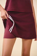 TCEC - CS3920-Contrast Side Stripes And Pleated Athletic Skort