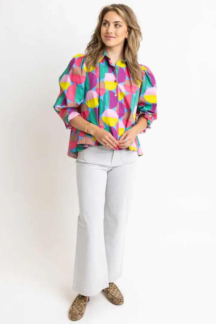 Karlie Modern Pop Button Up Top